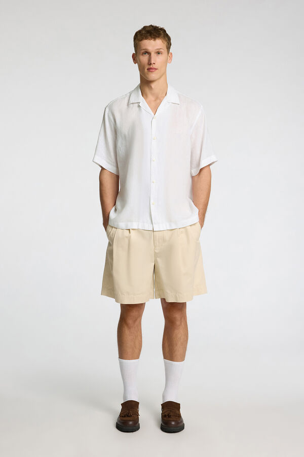 Selected Camisa manga curta 100% linho Branco