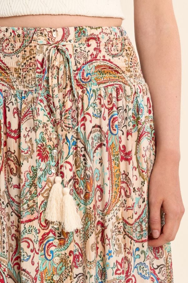 Molly Bracken Saia comprida estampada com la&ccedil;ada Multicolorido