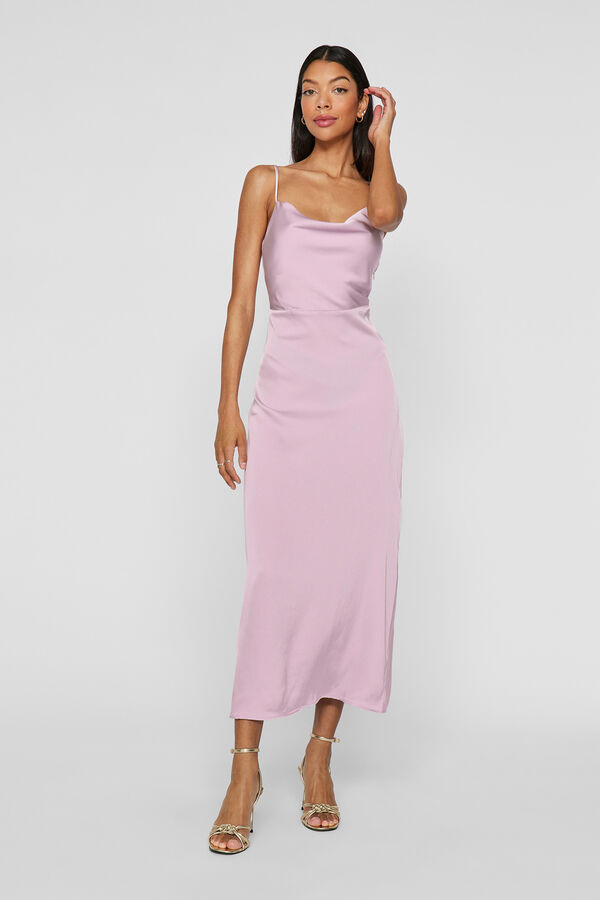 Vila Vestido midi satinado de fiesta Lila
