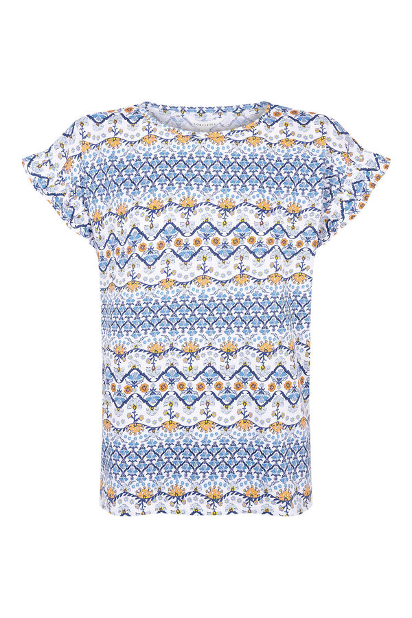 Cortefiel T-shirt b&aacute;sica folhos Azul