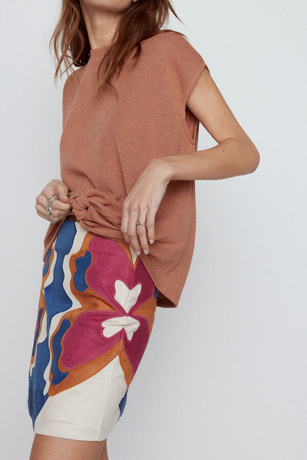 Slowlove Falda Patchwork mariposa Azul oscuro