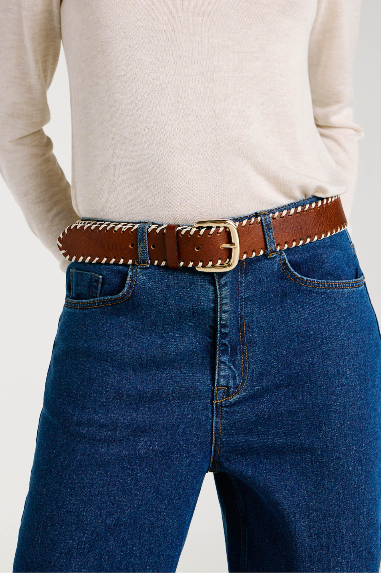 Vila Cinto de pele com costura