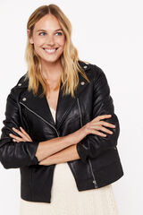 Cortefiel Cazadora piel biker Negro