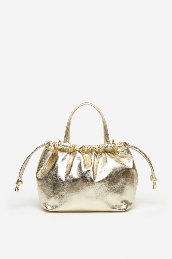 Cortefiel Bolso saco fruncido Dorado