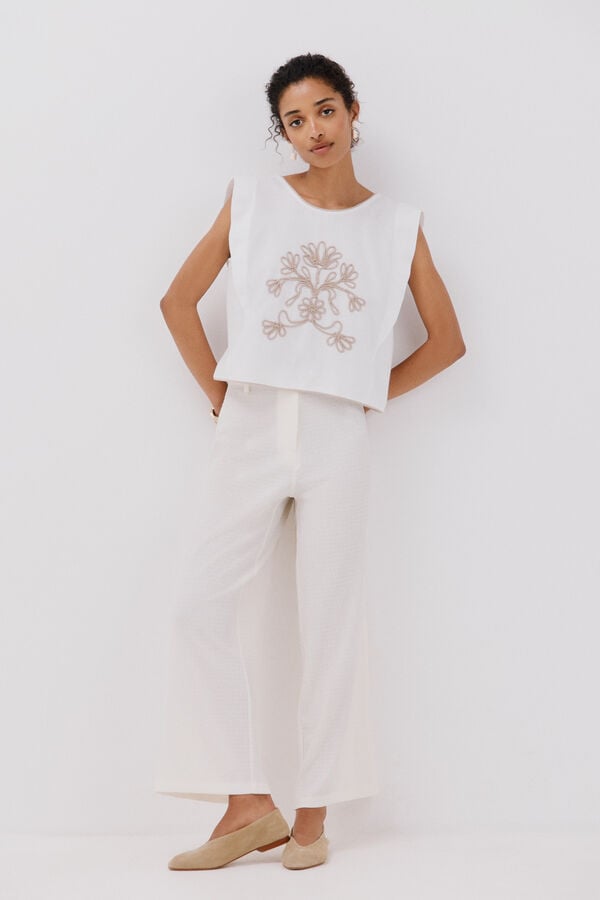 Cortefiel Cal&ccedil;as de malha largas Ecru