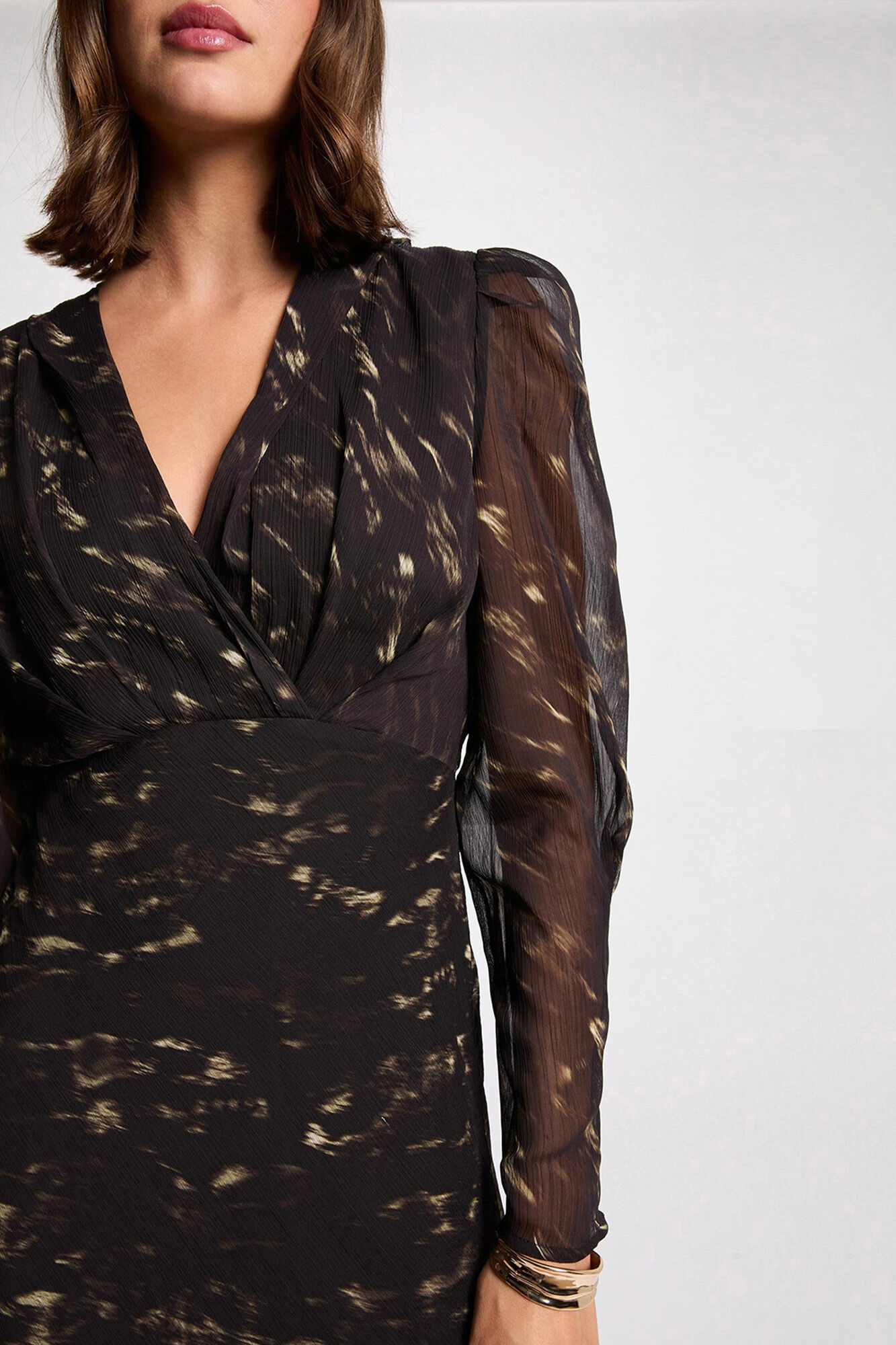 Morgan Vestido longo com mangas bufantes