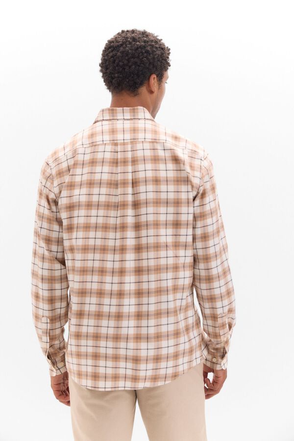 Cortefiel Camisa twill xadrez Castanho