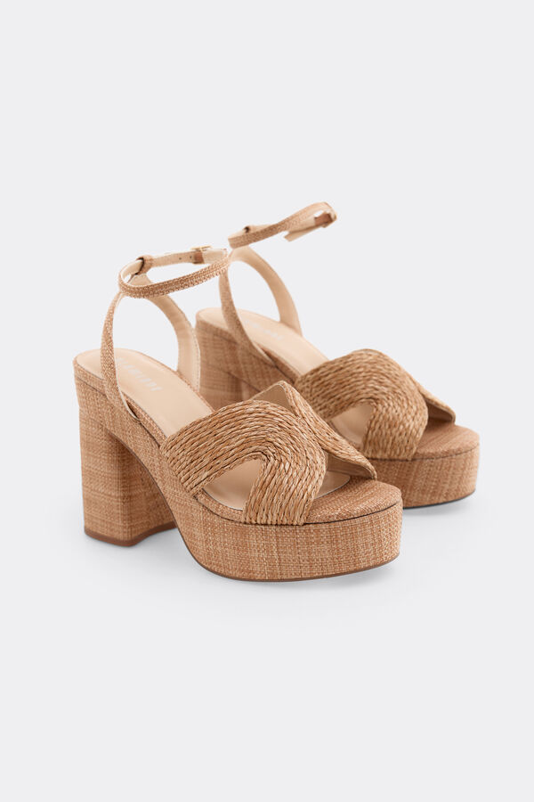 Slowlove Sandalia plataforma yute Castanho