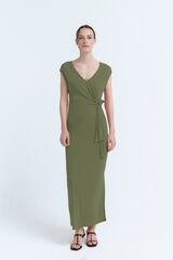 Vila Vestido midi com modal Verde