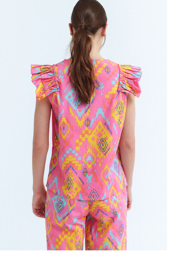 Vila Top com estampado étnica ikat Subiu