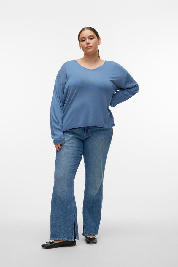 Vero Moda Curve Jersey de manga larga y cuello pico Curve Azul