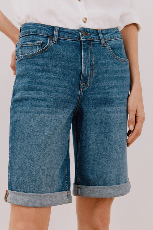 Cortefiel Bermuda vaquera b&aacute;sica Azul