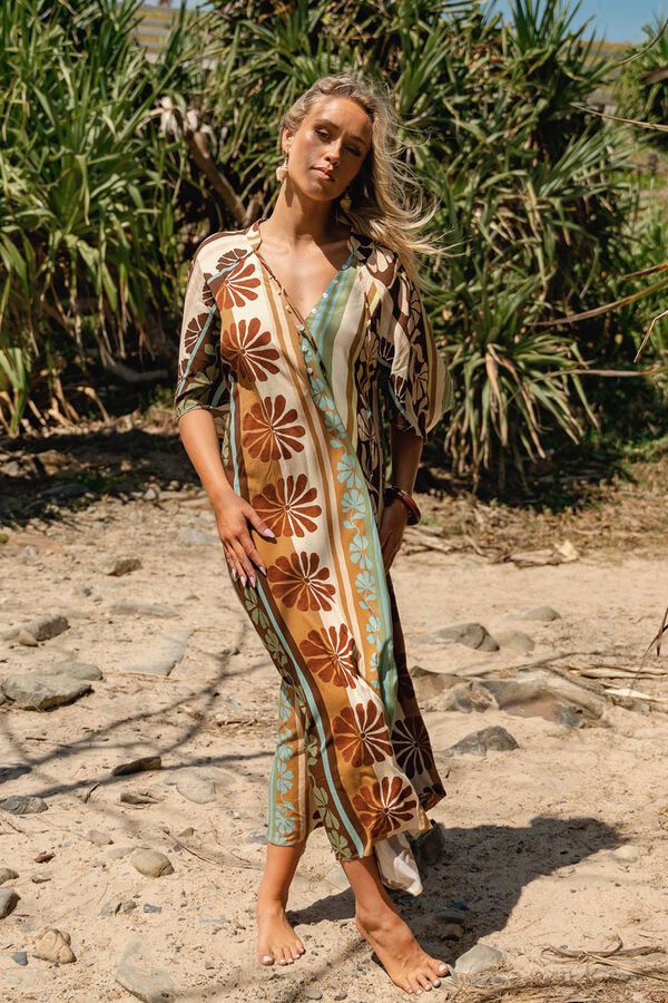 Jaase Vestido comprido caftan Castanho