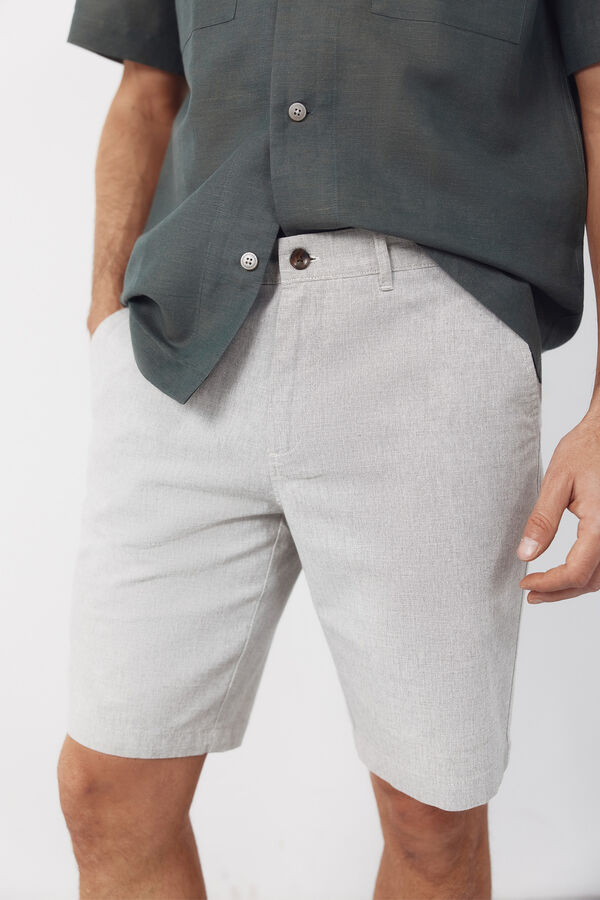 Cortefiel Bermuda oxford tecido Cinzento