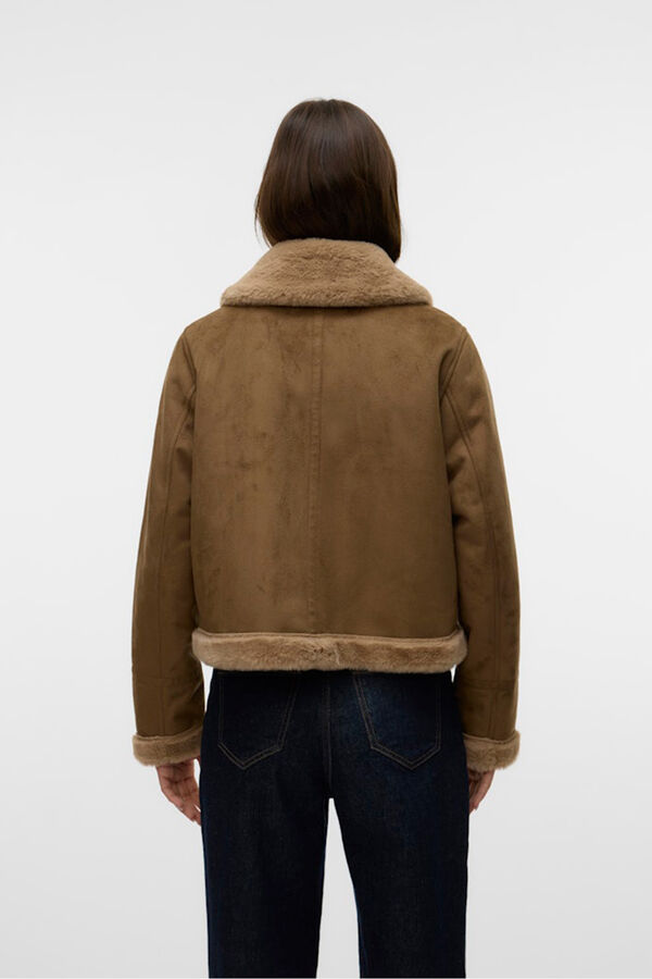Vero Moda Blus&atilde;o de veludo com fecho-&eacute;clair para mulher Castanho