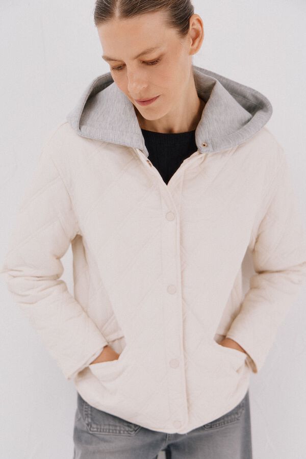 Cortefiel sweatshirt curto com capuz Ecru