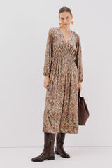 Cortefiel Vestido de veludo estampado Multicolorido