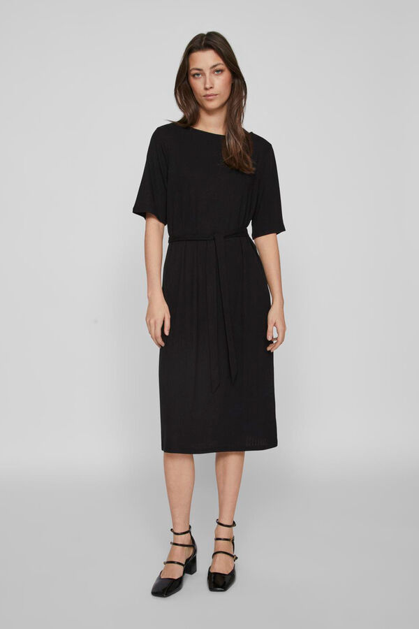 Vila Vestido midi de manga corta 2/4 Negro
