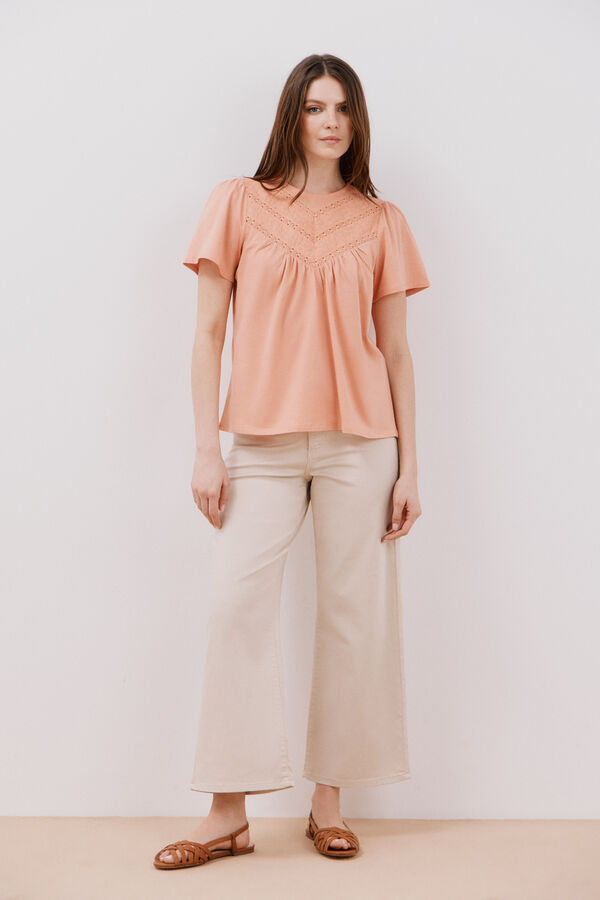 Cortefiel Camisola combinada bordada Vermelho