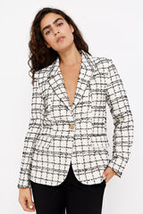 Cortefiel Blazer de tweed Estampado blanco