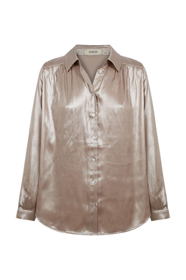 Slowlove Blusa em tecido laminado prata Dourado