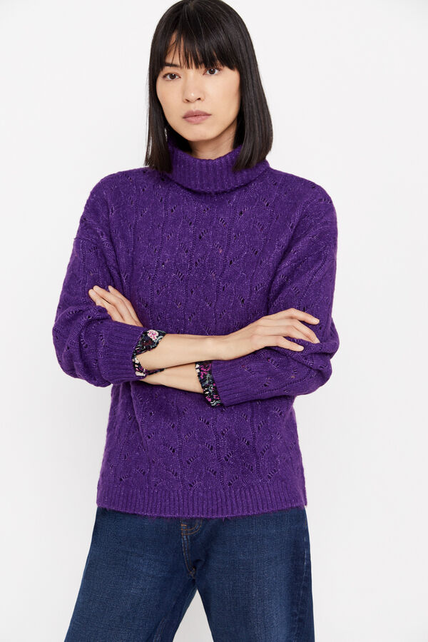 Cortefiel Jersey punto calados Morado