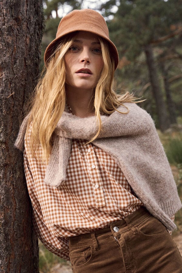 Pol&iacute;n Et Moi Blusa vichy Vico Estampado marr&oacute;n