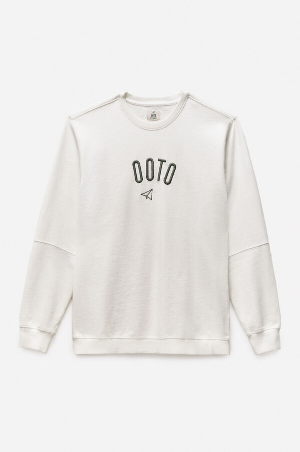 OOTO Sudadera cuello redondo con logo Marfil