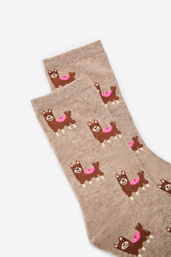 Cortefiel Meias longas de alpaca Castanho