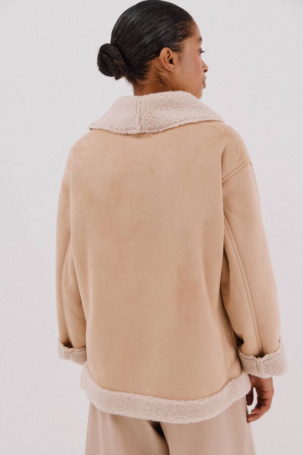 Cortefiel Cazadora efecto doble faz Beige