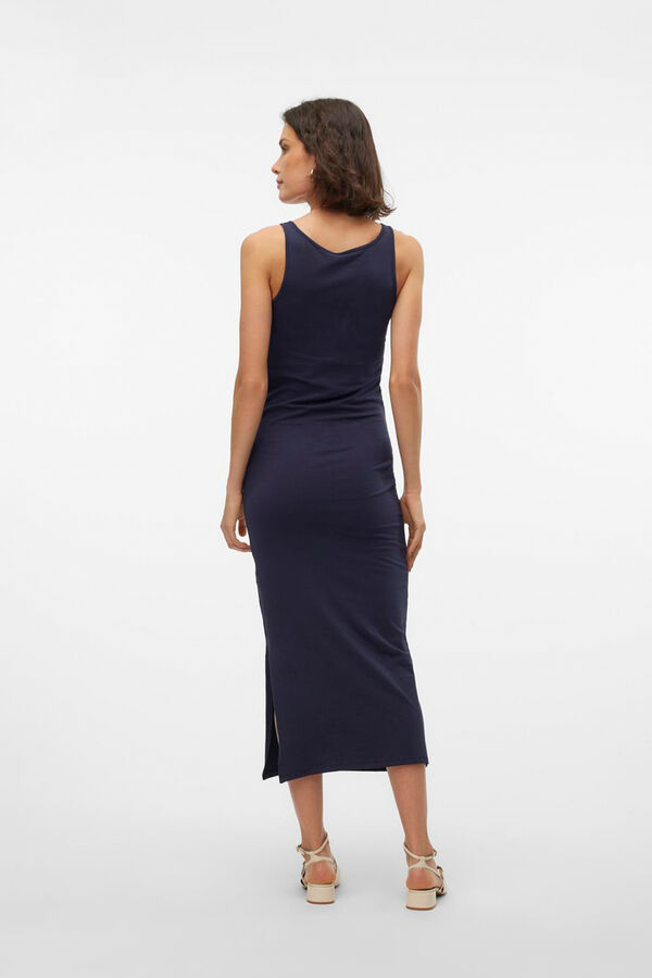 Vero Moda Vestido midi de algod&oacute;n Azul marino