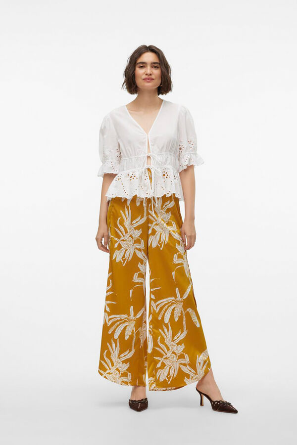 Vero Moda Calças fluidas efeito acetinado  Verde