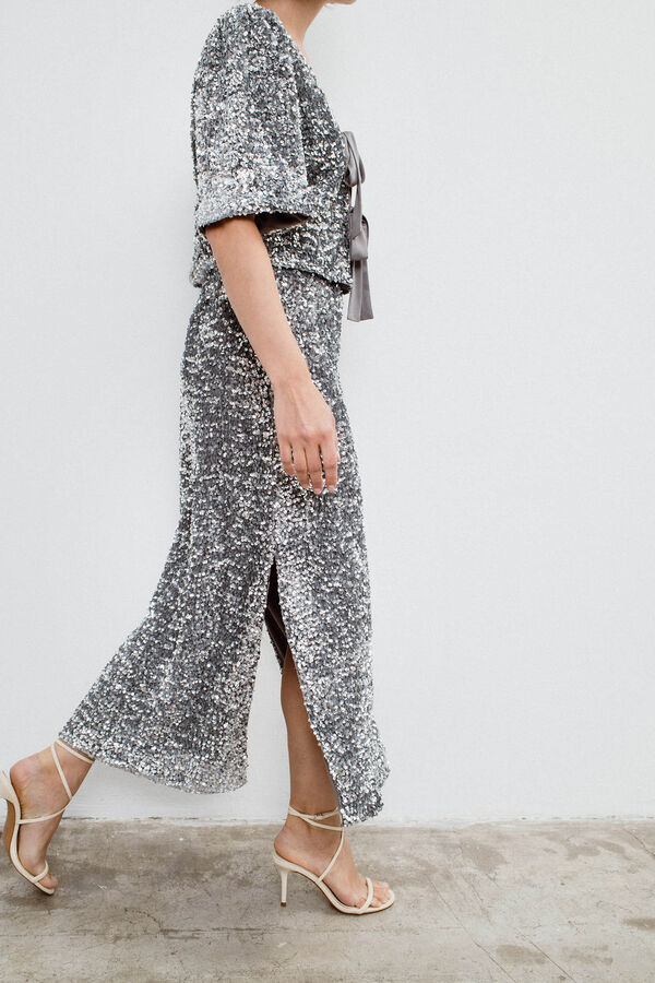 Object Saia longa de lantejoulas Cinzento