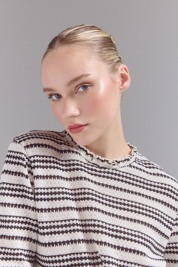 Slowlove Top rayas Estampado blanco