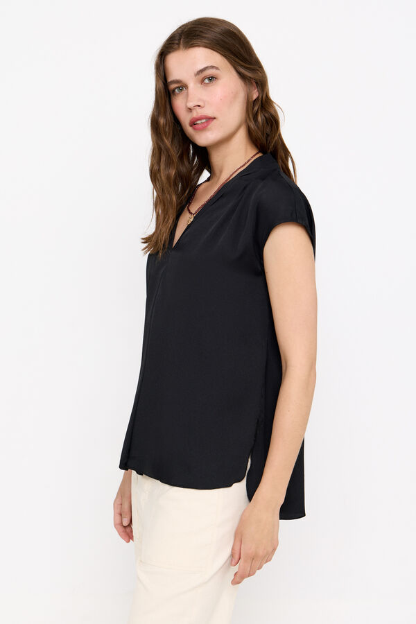 Cortefiel Blusa fluida escote pico Negro