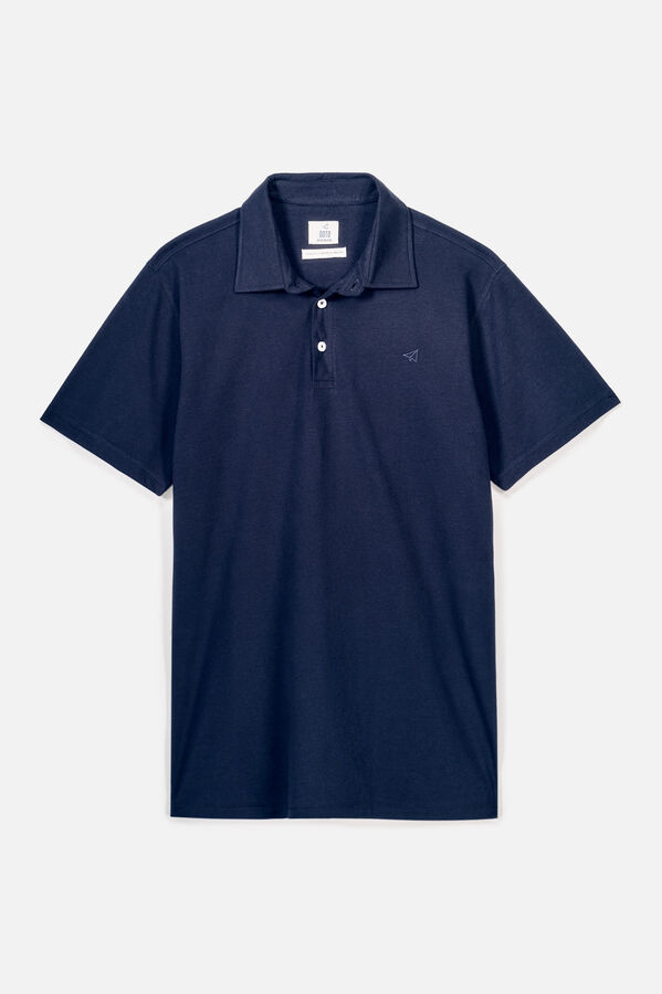 OOTO Polo lavada com bordado de avi&atilde;o Azul