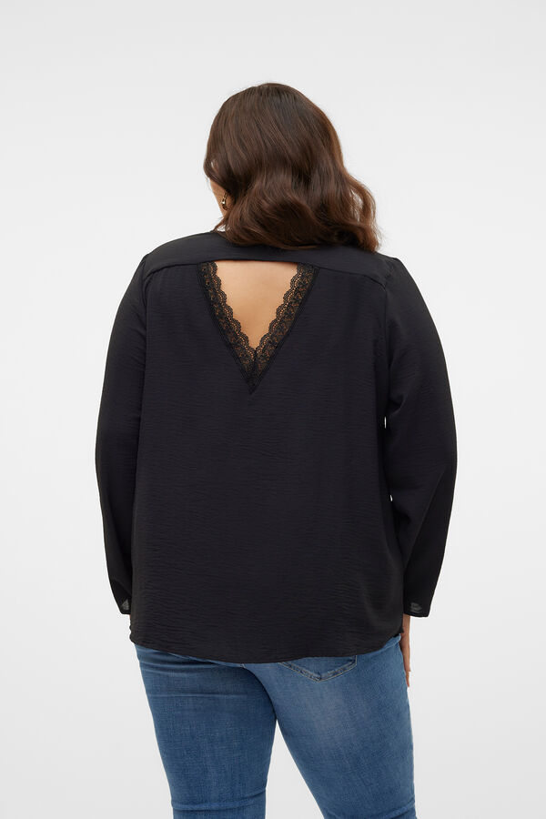Vero Moda Curve Top encaje en la espalda talla grande Negro