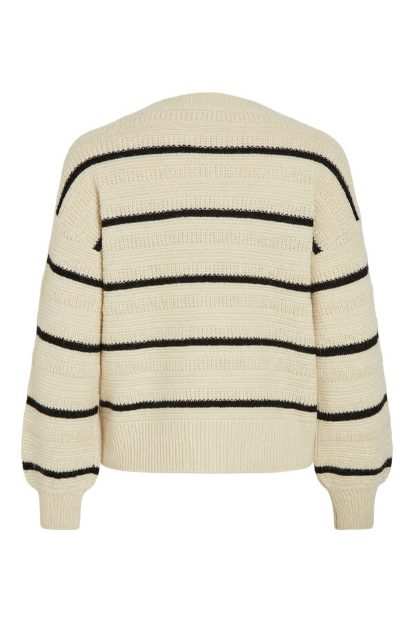 Vila Su&eacute;ter riscas com gola canoa Cinzento