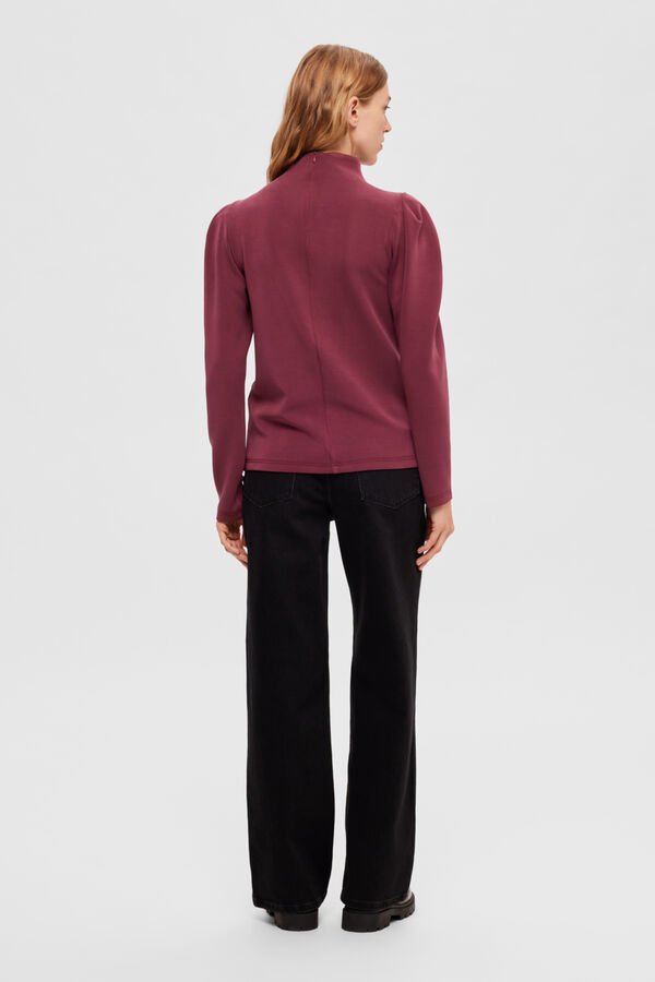 Selected Femme Sudadera de cuello alto y mangas abullonadas confeccionada con Tencel Lila