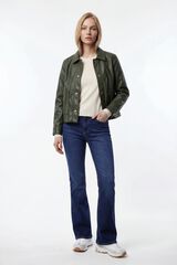 Vila Chaqueta polipiel abotonada Kaki