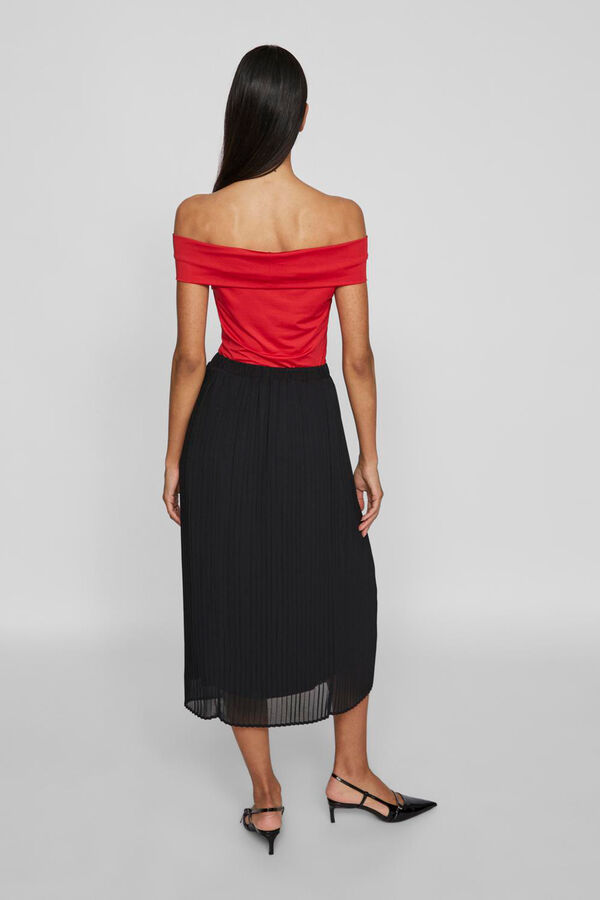 Vila Saia midi plissada Preto