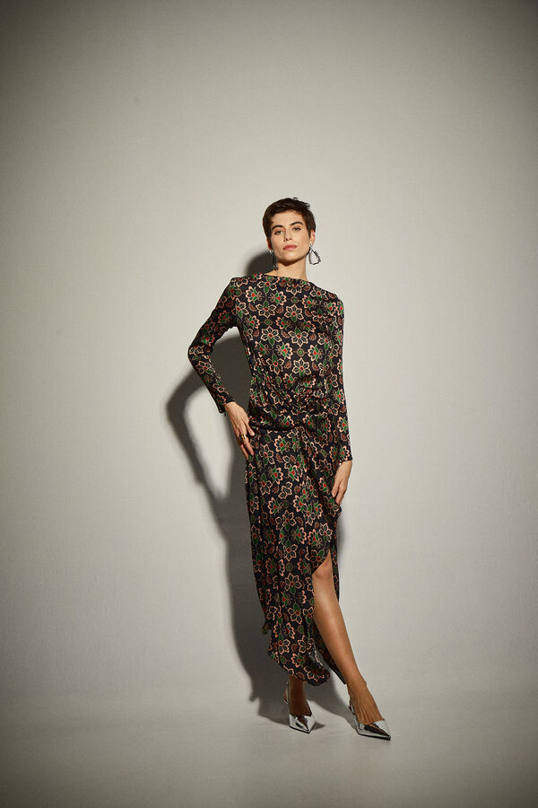 Dolores Promesas Vestido com estampado floral em preto Cinzento