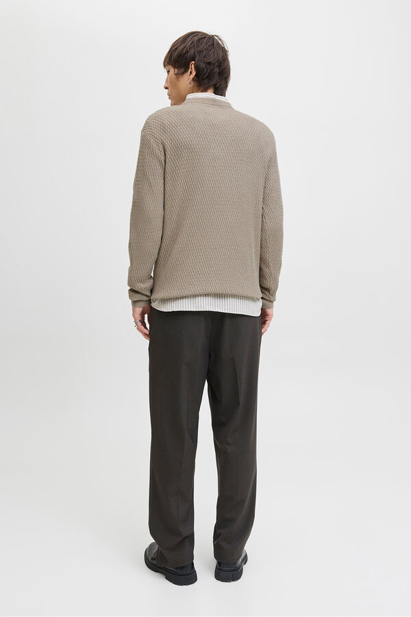 Jack & Jones Camisola b&aacute;sica com gola redonda Cinzento