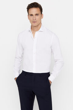 Cortefiel Camisa lisa coolmax slim fit Branco