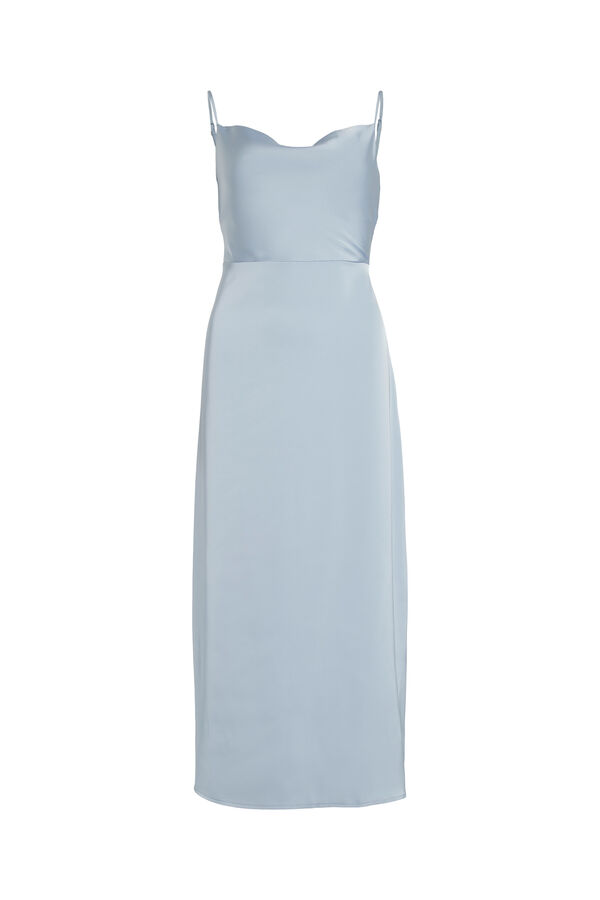 Vila Vestido largo satinado escote drapeado Azul