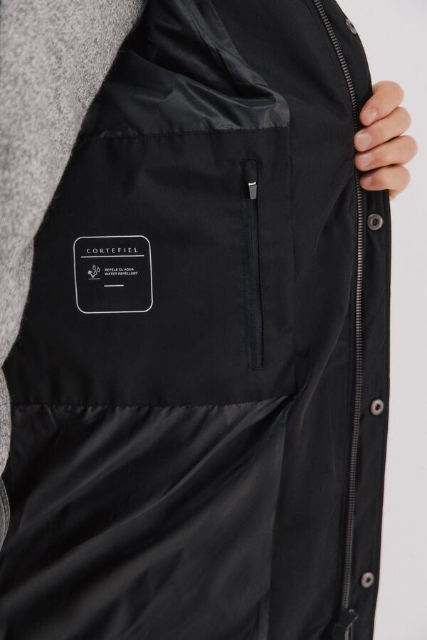 Cortefiel Parka acolchoada Preto
