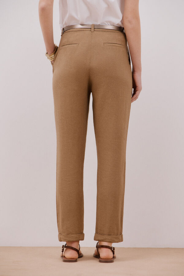 Cortefiel Cal&ccedil;as de linho Castanho