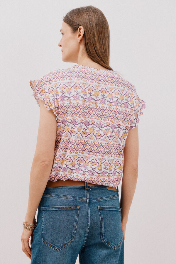 Cortefiel Camiseta básica volante Multicolor