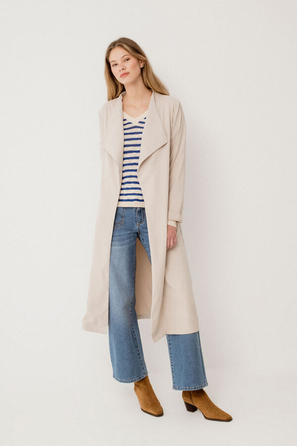 Vila Gabardina larga anudada Beige