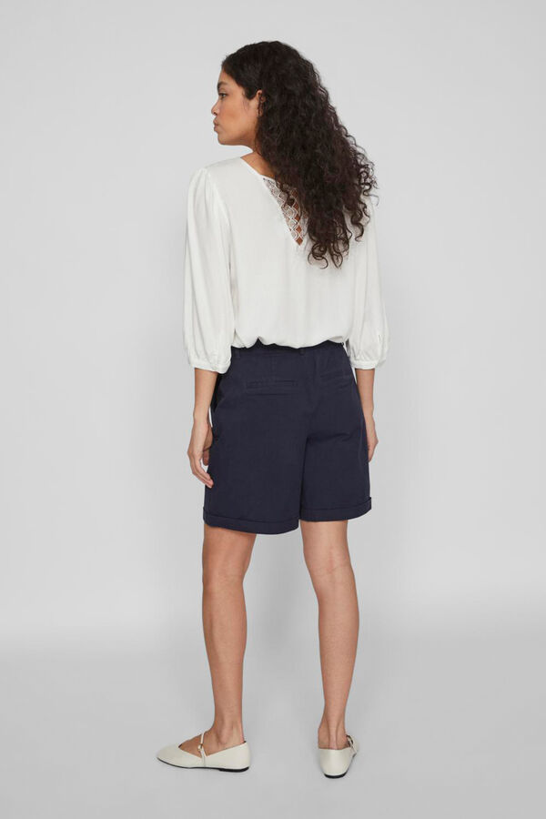 Vila Pantal&oacute;n corto de tiro alto tipo chino Azul marino